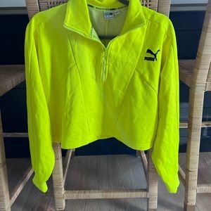 Electric yellow cropped puma sweatshirt